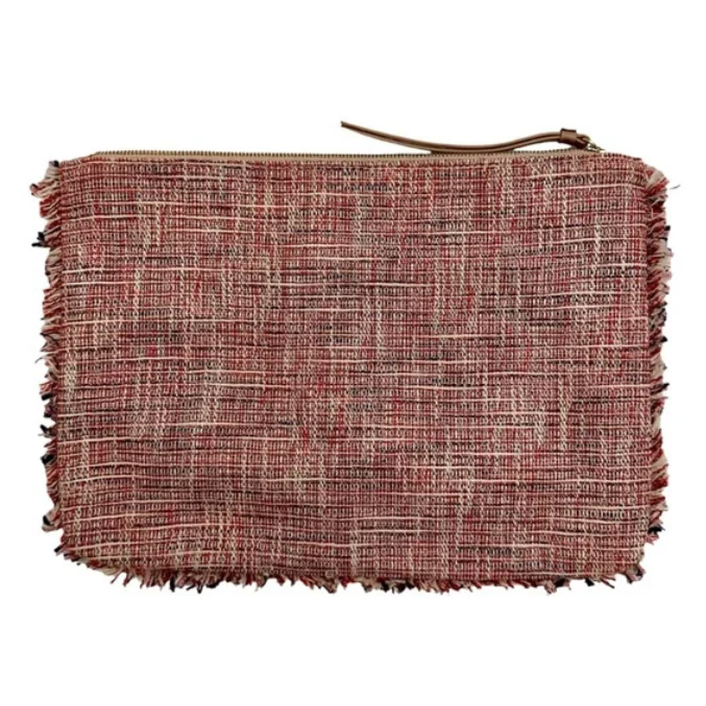 BANANA REPUBLIC Large Multicolor Tweed‎ Pink Tablet Wristlet Clutch Purse NWT